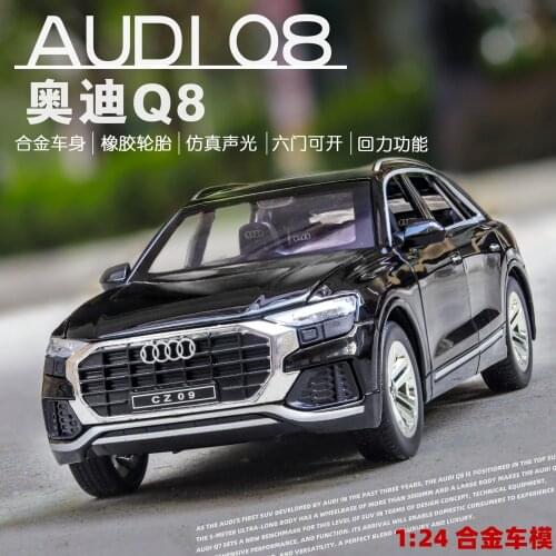 1:24 high simulation alloy car model Audi Q8 off-road vehicle model with sound and light pull back childrens toy car
