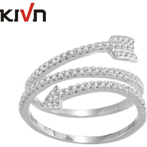 KIVN Fashion Jewelry Tiny Delicate Pave CZ Cubic Zirconia Cupids Arrow Rings for Women