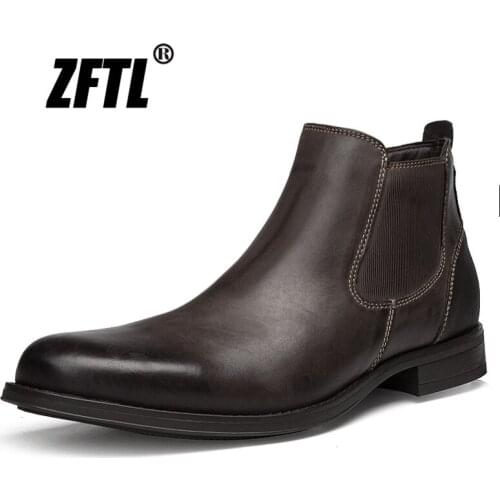 ZFTL Men Ankle Boots Man Chelsea boots casual male slip on large size British vintage tooling riding boots winter warm snow boot