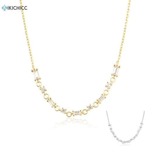 KIKICHICC 925 Sterling Silver Gold Crystal Zircon Charm Chain Choker Necklace Long Collar Luxury Jewelry Fine Wedding Party
