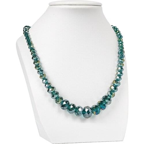 Green Crystal 6-14mm Faceted Wheel Bead Tower Necklace Handmade DIY Design Jewelry Women Clothing With Festival Birthday Gifts