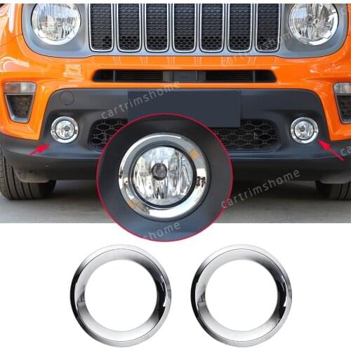 Front Fog Light Lamp Ring Cover Trim 2pcs Fit for Jeep Renegade 2019+ ABS Chrome
