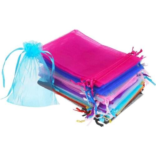 50 Pieces 4 by 6 Inch Organza Gift Bags Drawstring Jewelry Pouches Wedding Party Favor Bags (Multicolor)