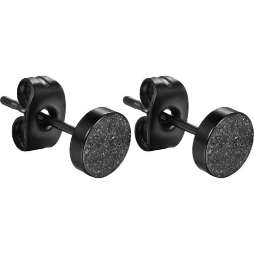 BONISKISS Matte Finish Stainless Steel Stud Earrings for Men Women Black Pierced Jewelry 4-8 mm