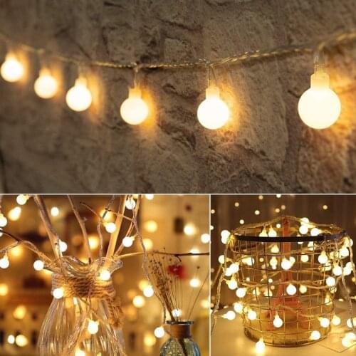 LED Round Ball Garland Lights Battery Powered Fairy String Lights Lamp for Bedroom Garden Outdoor Wedding Christmas Party Decors