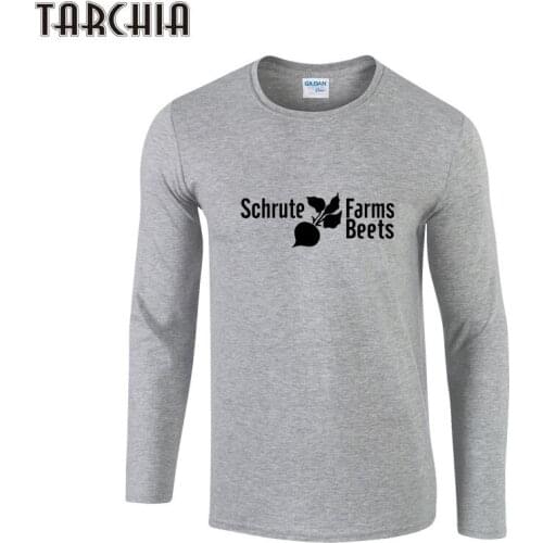 TARCHIA Men Tops SCHRUTE FARMS BEETS Printed Male Long Sleeve 100% Cotton Slim Fit T-Shirts Mens Casual O-Neck Tees Shirt Homme