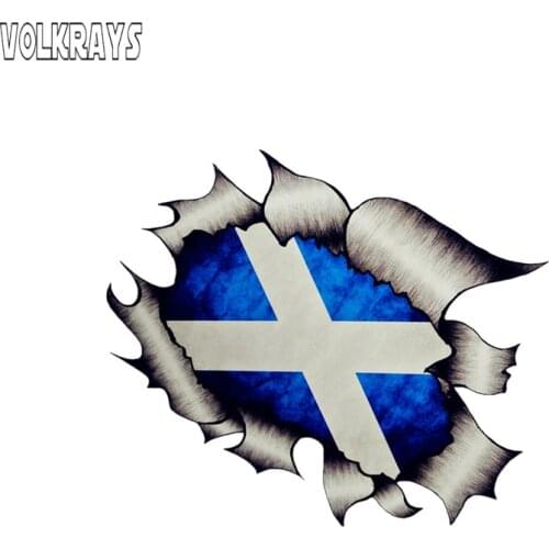Volkrays 3d Car Sticker Large Ripped Torn Design Shaded Effect Splat Design with Scotland Scottish Flag Motif Vinyl,15cm*15cm