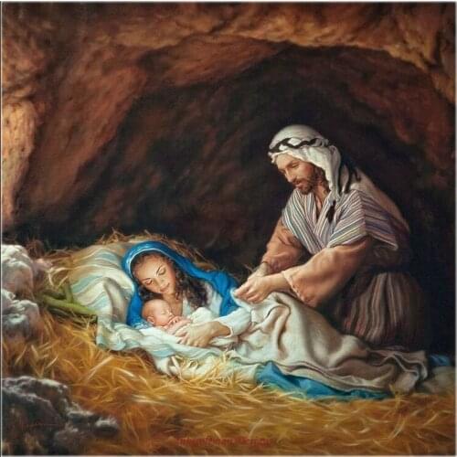 Counted Cross Stitch Kits Needlework Embroidery - Crafts 14 ct Aida DMC Color DIY Arts Handmade Home Decor - Holy Family 2