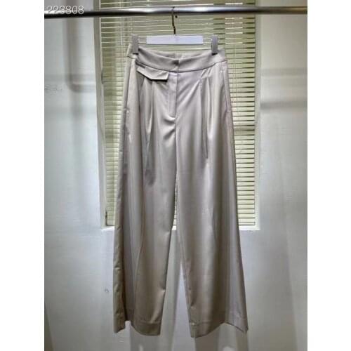 2021 Summer Autumn Womens Long Pants Fashion Runway Solid Fashion Casual Beading All-Match Ladies Office Pants