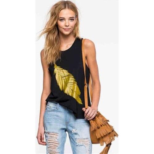 YYFS 2019 New Arrival Summer Women Sexy Sleeveless Backless Tops Leaves Floral Print Cotton Tank Top Blouse Vest Women Tank Tops