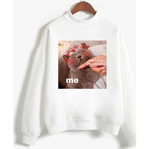 Winter Pullover Sweatshirts Women Kawaii Cute Cat Love Blouses Harajuku Hoodie School Korean Streetwear Oversized Hoodie clothes