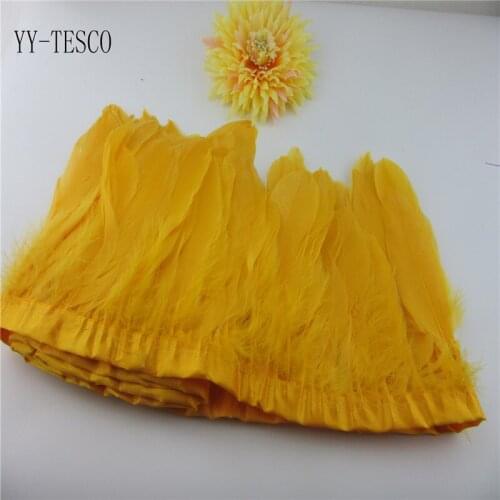 10 yards Gold Goose Feather Trims Dyed Goose Feather Ribbons 15-20cm Duck Feather Fringes for Carnival Ornaments decoration