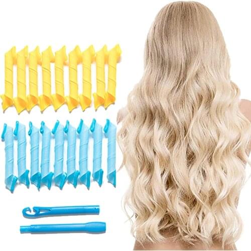 15/25/30cm) 18pcs Hair Rollers Snail Shape Not Waveform Spiral Round Curls Hair Curler Soft Hair Curler Magic Hair Rollers DIY