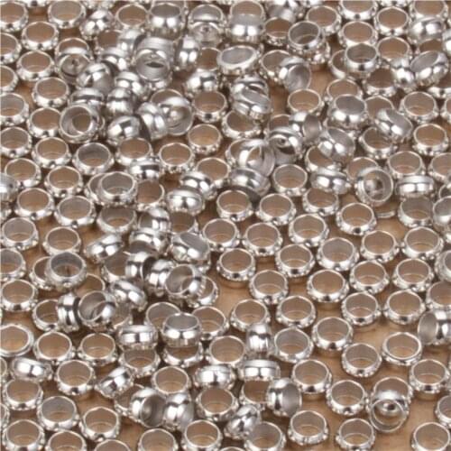 200Pcs 2-4mm Rhodium Crimp Beads End Spacer Beads Crimp End Beads For Jewelry DIY Finding Making DIY-Accessories