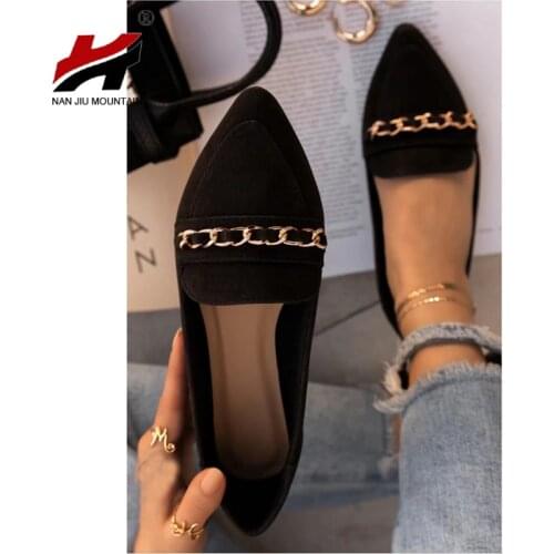2021 Autumn Muller Shoes Outdoor Fashion Flat Womens Shoes Comfortable Casual Chain Decoration Shoes Plus Size