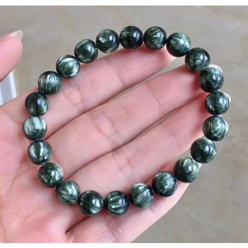 8.5mm Natural Green Seraphinite Gemstone Bracelet Women Men Round Beads Fashion Jewelry Seraphinite Beads AAAAA