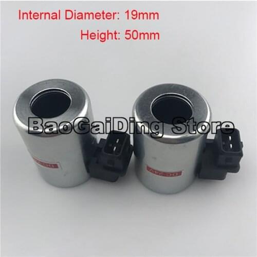 XCMG SANY Excavator Accessories Solenoid Valve Coil Inner Diameter 19mm, Height 50mm Two Plug DC24V DC12V