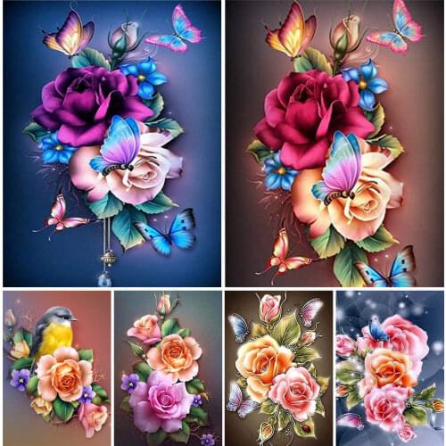 5D DIY Diamond Painting Flowers Cross Stitch Kit Full Drill Embroidery Rose Mosaic Art Picture of Rhinestones Home Decor Gift