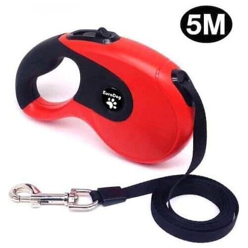 EuroDog Auto Strip Dog Walking Leash 5 Mt Black-Red 400047059