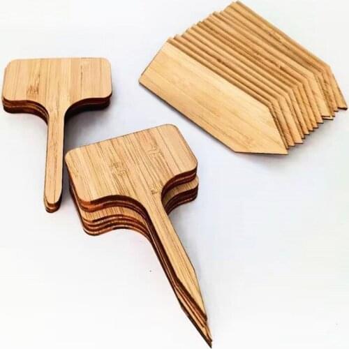 Bamboo Plant Labels , Eco-Friendly T-Type Wooden Plant Sign Tags Garden Markers for Seed Potted Herbs Flowers Vegetables
