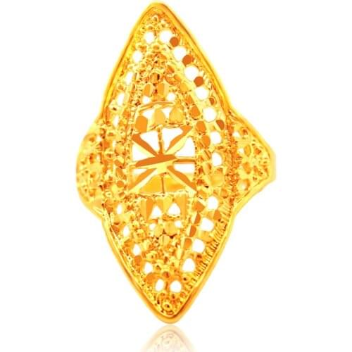 Brand New Exaggerated Rings For Women Retro Bijoux Yellow Gold Color Ring Fashion Wedding Jewelry