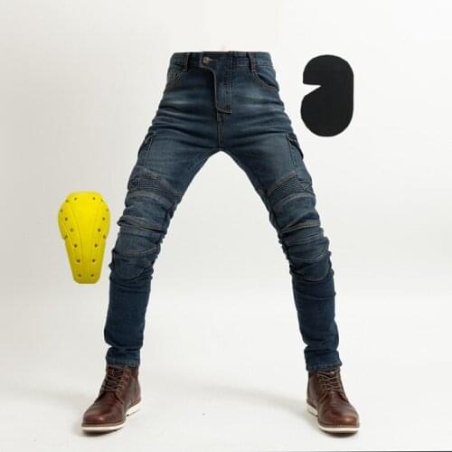 New motorcycle racing pants motorcycle riding equipment anti-fall straight high elastic jeans With knee pads