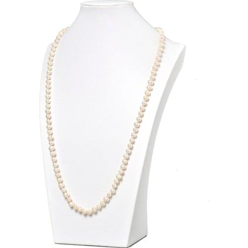 Natural Pearls Beads 7-8mm Size For Diy Orange Charm Long Necklace jewelry 34inch For Generous Ladies Female Gifts H463