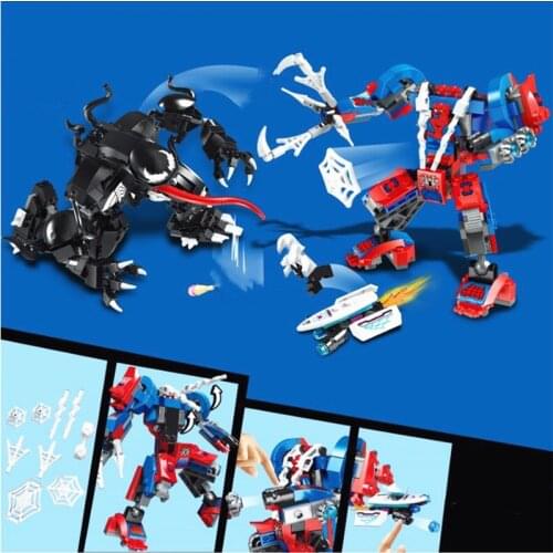 Marvel Avengers Superhero Movie Spider-Man Mech Duel Suit Model Building Blocks Childrens Toys Decoration Funny Game Toys