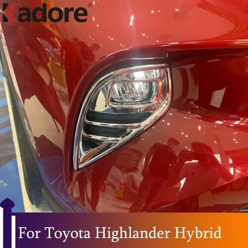 For Toyota Highlander Hybrid 2021 202 ABS Chrome Front Foglight Fog Light Lamp Cover Trim Car Exterior Accessories Sticker