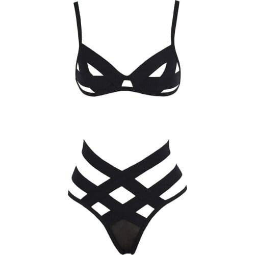 Women Lingerie Corset Bandage Hollow Underwire Racy Muslin Sleepwear Underwear Bra Chest Bondage Lingerie Cage Bra Gothic Garter