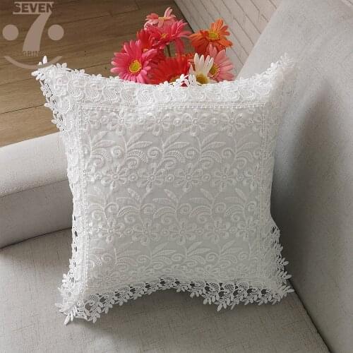 Home Decorative Cute White Color Thick Polyester Embroidered Organza 45x45cm Pillow Case