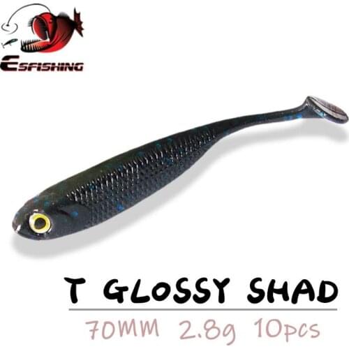 ESFISHING Fishing Bait Carp Lure T Glossy Shad 70m 10pcs 3D Eye Shine Bass Peche Carp Fishing Jerkbait