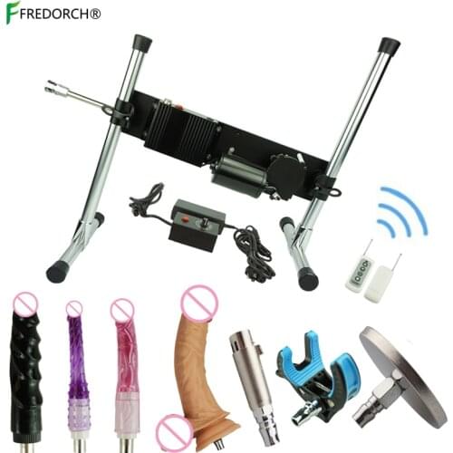 Fredorch Premium VAC-U-LOCK Metal Sex Machine Turbo Gear Power 120w love machine with 4 dildos Suction attachment Sex Product