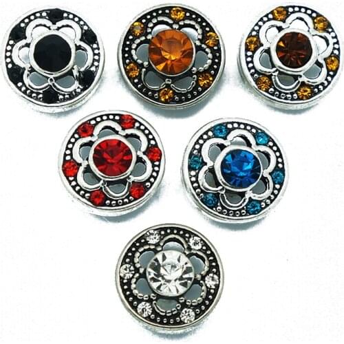 Hot sale 10pcs beauty Hollow flowers 12MM rhinestone metal snap buttons fit DIY 12mm snap jewelry KZ9071