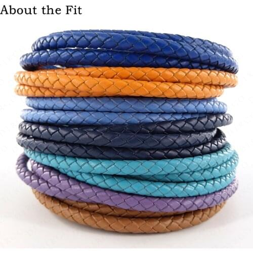 About the Fit 6mm 1Meter Full Dyeing Braided Real Leather Total Coloring Round Leather Cord Jewelry Accessories Woven Rope DIRCO