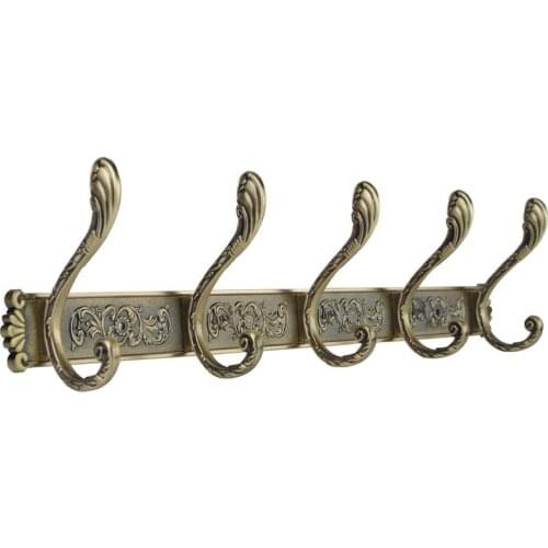 Robe Hooks Luxury Bathroom Wall Carving Antique Robe Hooks 5 Row Hook Coat Hange