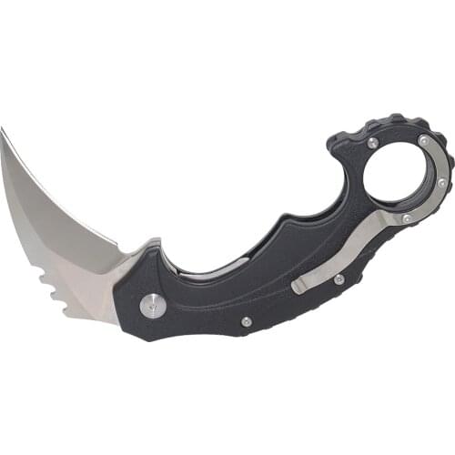 MASALONG kni189 Hard D2 steel blade folding claw karambit knife (Sanding blade Black handle)