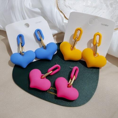 Fashion Rainbow Heart Earrings For Women Trendy Cute Candy Stripe Girls Dangle Earrings Resin Jewelry Accessories