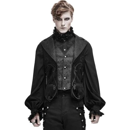 Devil Fashion New Mens Gothic Tuxedo Vest Victorian Steampunk Single-Breasted Formal Dinner Banquet Jacquard Waistcoat