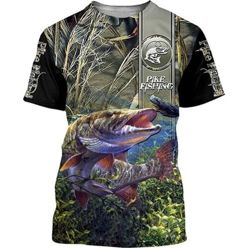 Bass fishing 3D full printing fashion t shirt Unisex hip hop style tshirt streetwear casual summer women for men