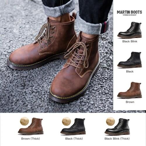 Maden Vintage Mens Boots Comfy Lace-up Solid Leather Mens Boot Autumn Fashion Shoes Man Durable outsole Men Casual Boots