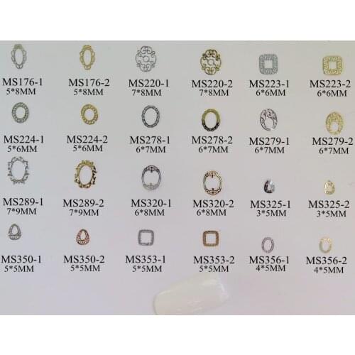 100pcs/bag Silver/Gold Oval Sqaure Drop Designs non-adhesive Soft Metal Sticker Nail Art Decoration