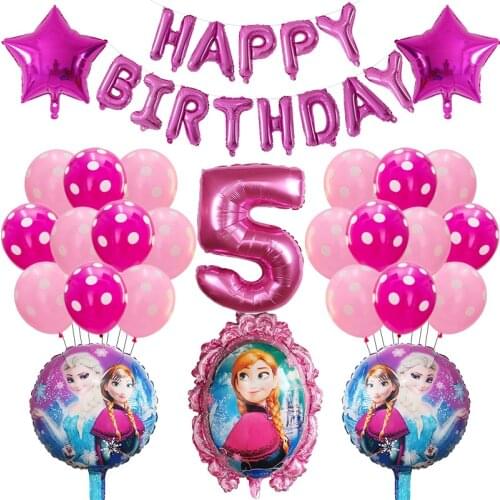 1Set Frozen Party Latex Balloon Set Girl Kids 1 2 3 4 5 6 7 8 9 Birthday Party Decor Baby Shower Number Balloons Globos Supplies