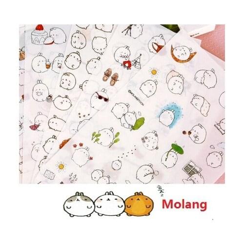 6PCS/lot New Korea Creative Cartoon Potato Rabbit II series Molang Pvc sticker set / Kawaii label /retail
