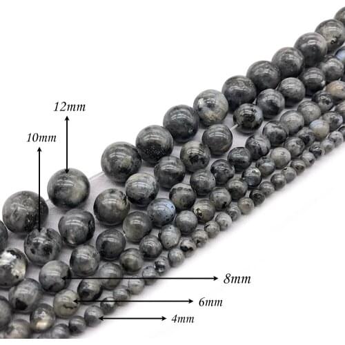 Natural Stone Black Moonstone Round Loose Charm BeadsFitMulti-purpose Jewelry Making 4 6 8 10 12MMPick Size J288