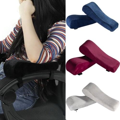 1pair Pressure Relief Soft Elbow Pillow Ergonomic Non Slip Universal Memory Foam Armrest Pad Wheelchair Adjustable Band Home