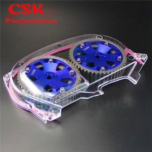 Clear Timing Belt Cover + Cam Pulley Gear Fits For Mitsubishi Lancer EVO 9 IX 4G63