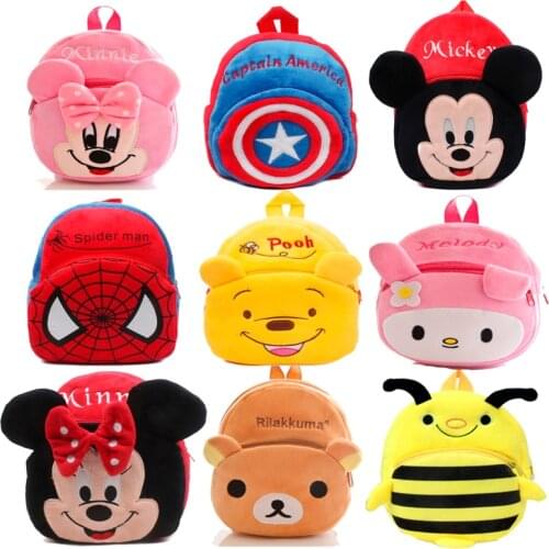 NEW Disney Cute Baby School Bag Marvel Cartoon Mini Plush Backpack For Kindergarten Kids Boys Girls Gift Student Children Lovely