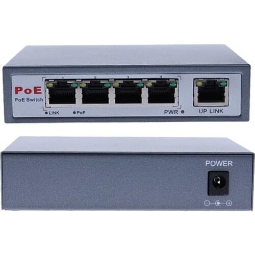 CCTV 4-Port 10/100M PoE Net Switch/Hub Power Over Ethernet PoE&Optical Transmission For IP Camera System Network Switches