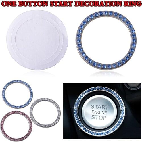 Bling Rhinestone Ring Car Engine Start Button Decorative Stickers Auto Internal Decorations Accessories